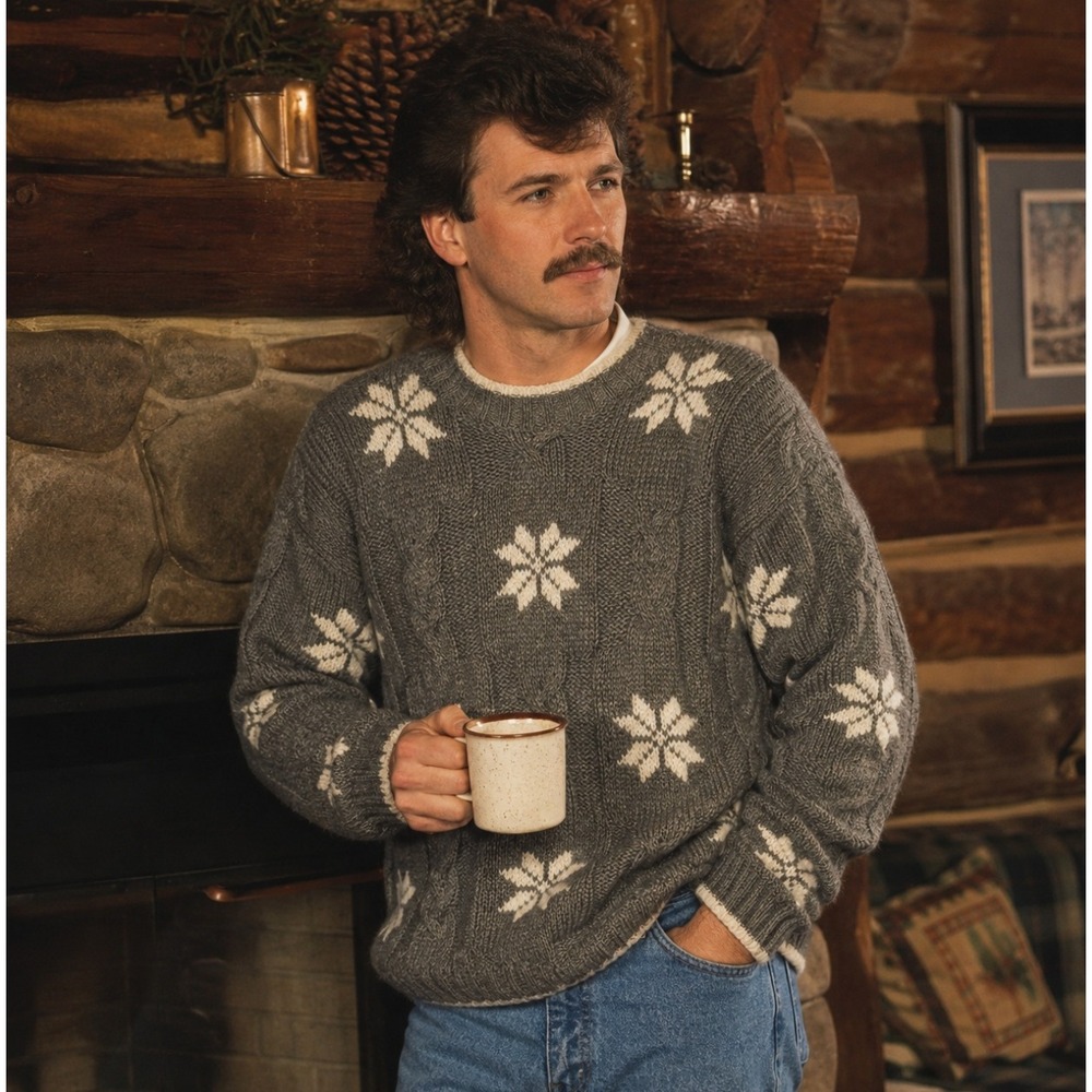 Paul James Large Pullover Sweater Chunky Knit Wool‎ Fisherman Oversized Preppy